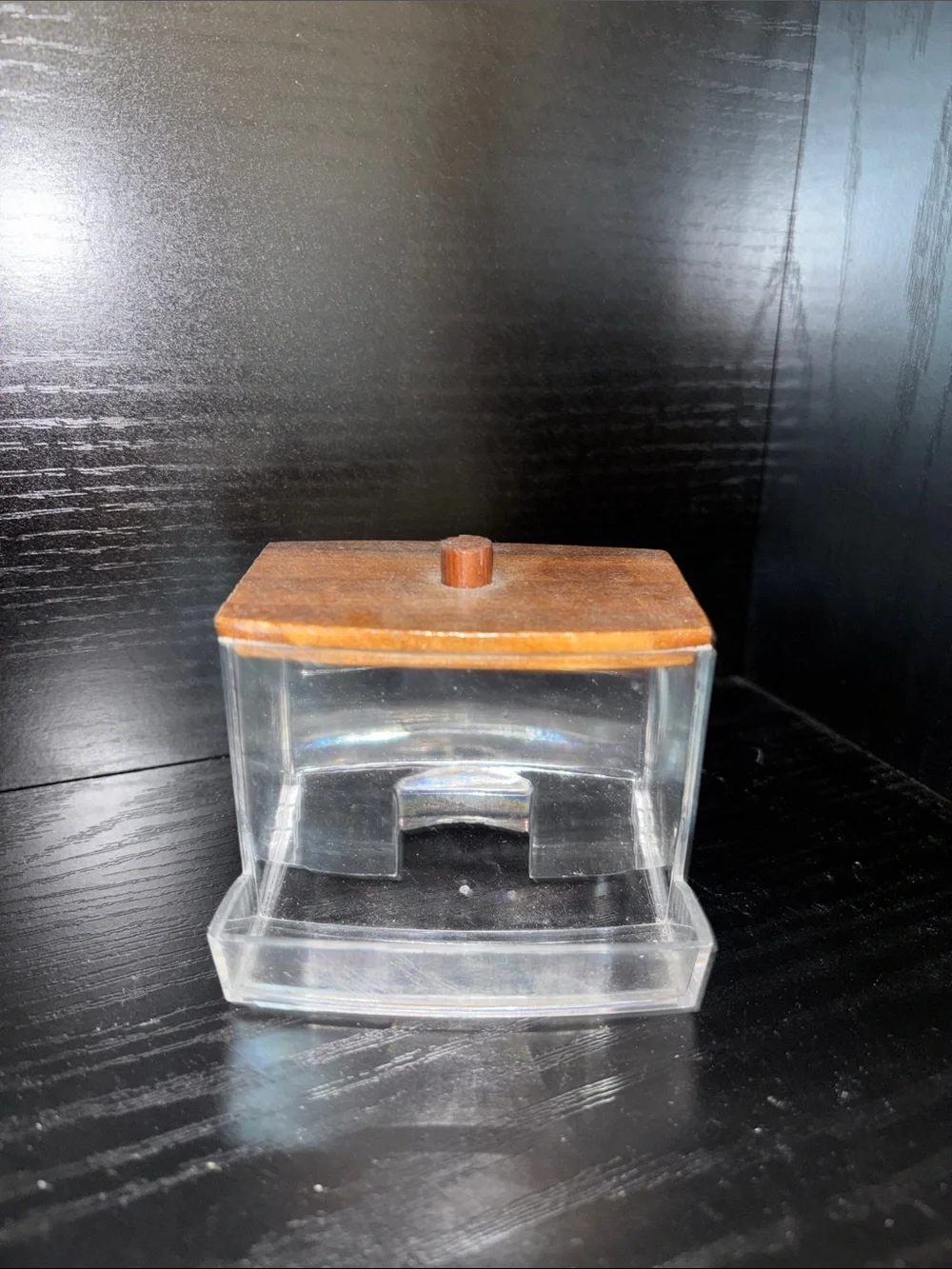 Amazon Clear Acrylic Makeup Organizer Set (3) with Brown Wood-Tone Lids